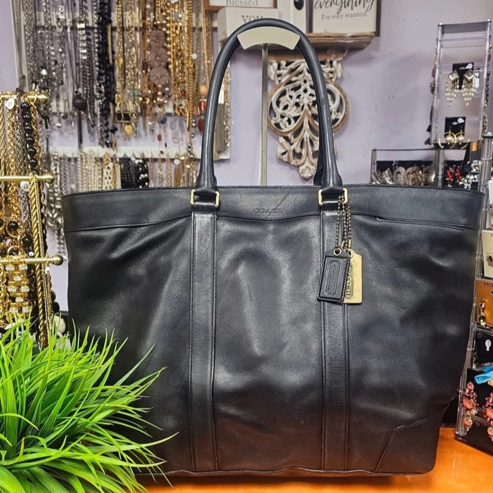 Coach Vintage Oversize Weekend Black Leather Travel Tote